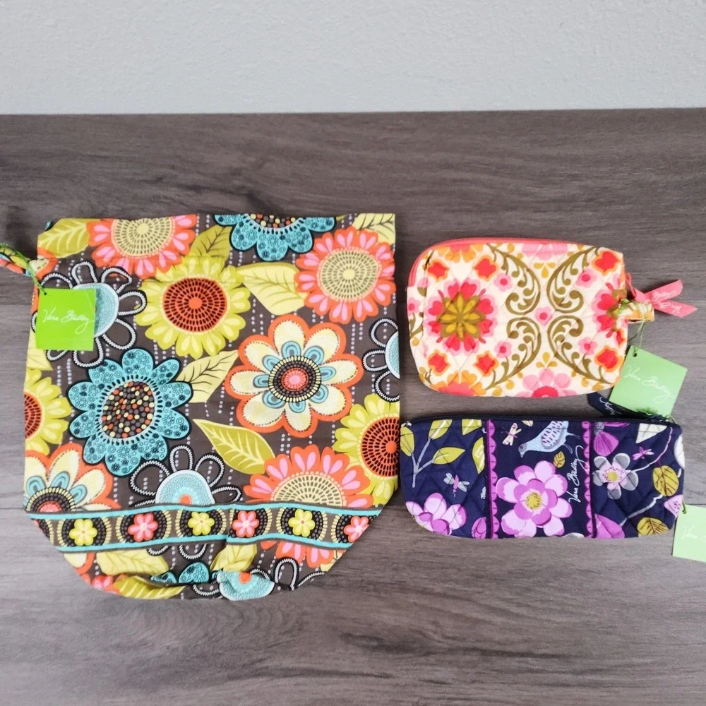 NWT Vera Bradley 3pc Travel Set Floral Nightingale Folkloric Flower Shower